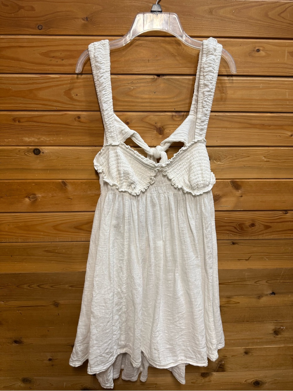 Free People white Smocked Bust dress with open Tie Back